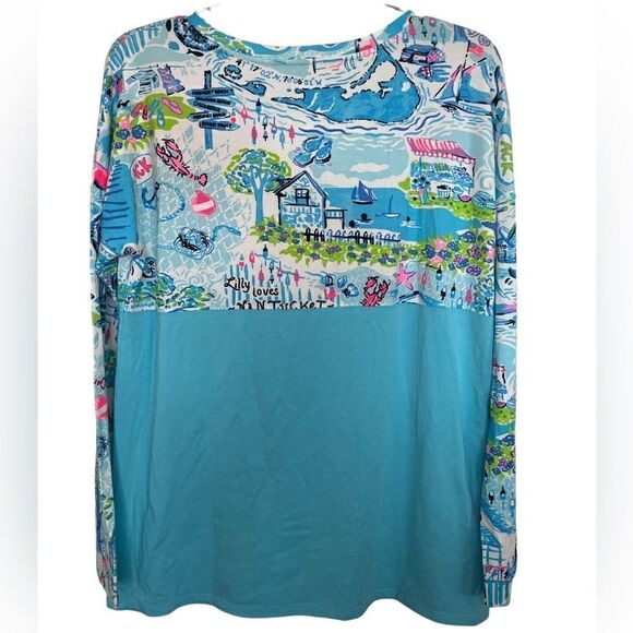 Lilly Pulitzer Blue In Lilly Loves Nantucket Lighthouse Finn Top Small - Picture 2 of 9